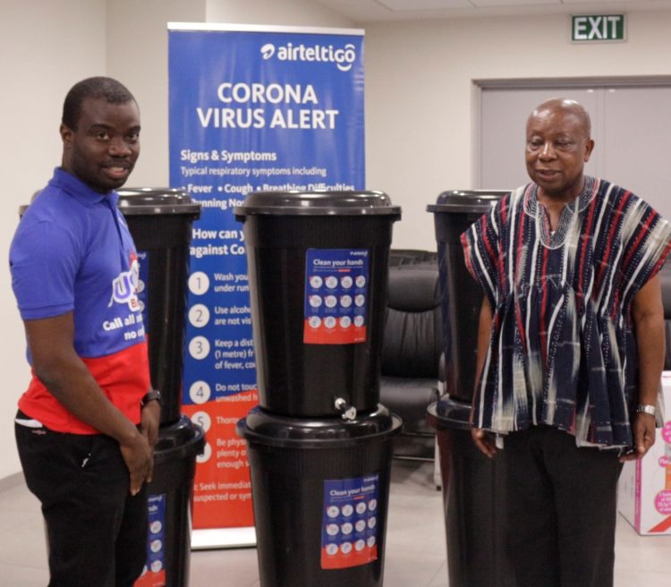 COVID-19: AirtelTigo donates 200 Veronica buckets to Ministry of Health to improve hygiene