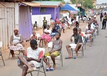 Social distancing the people after lockdown