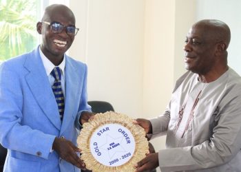 Mr. S.K. Boafo, Board Chairman of the Minerals Commission, receiving the ‘Gold Star Order of Leadership Excellence’ in Service to Humanity Award