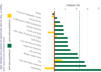 Food drives consumer inflation down to 10.5% in August