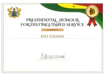 Eni Ghana and its OCTP Partners, Vitol and GNPC receive thePresidential Honor for support to Ghana in the fight against COVID 19